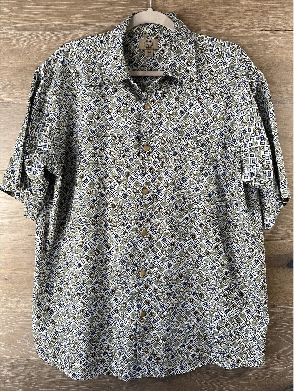 Haband Travelers Shirt Men's Large Snap Short Sleeve